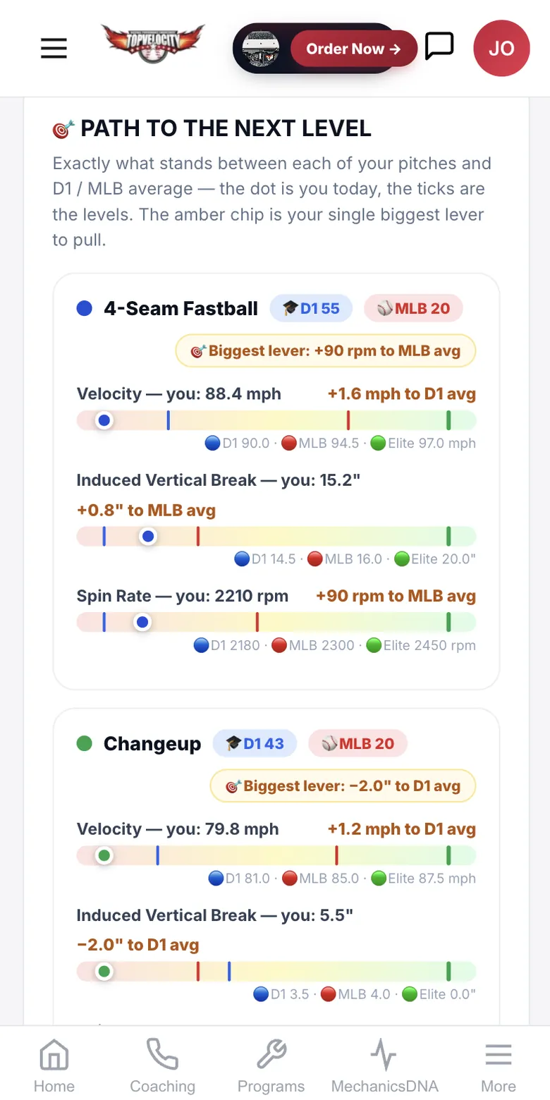 PitchDNA pitch-by-pitch grades