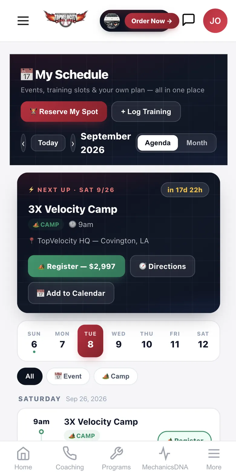 Training schedule