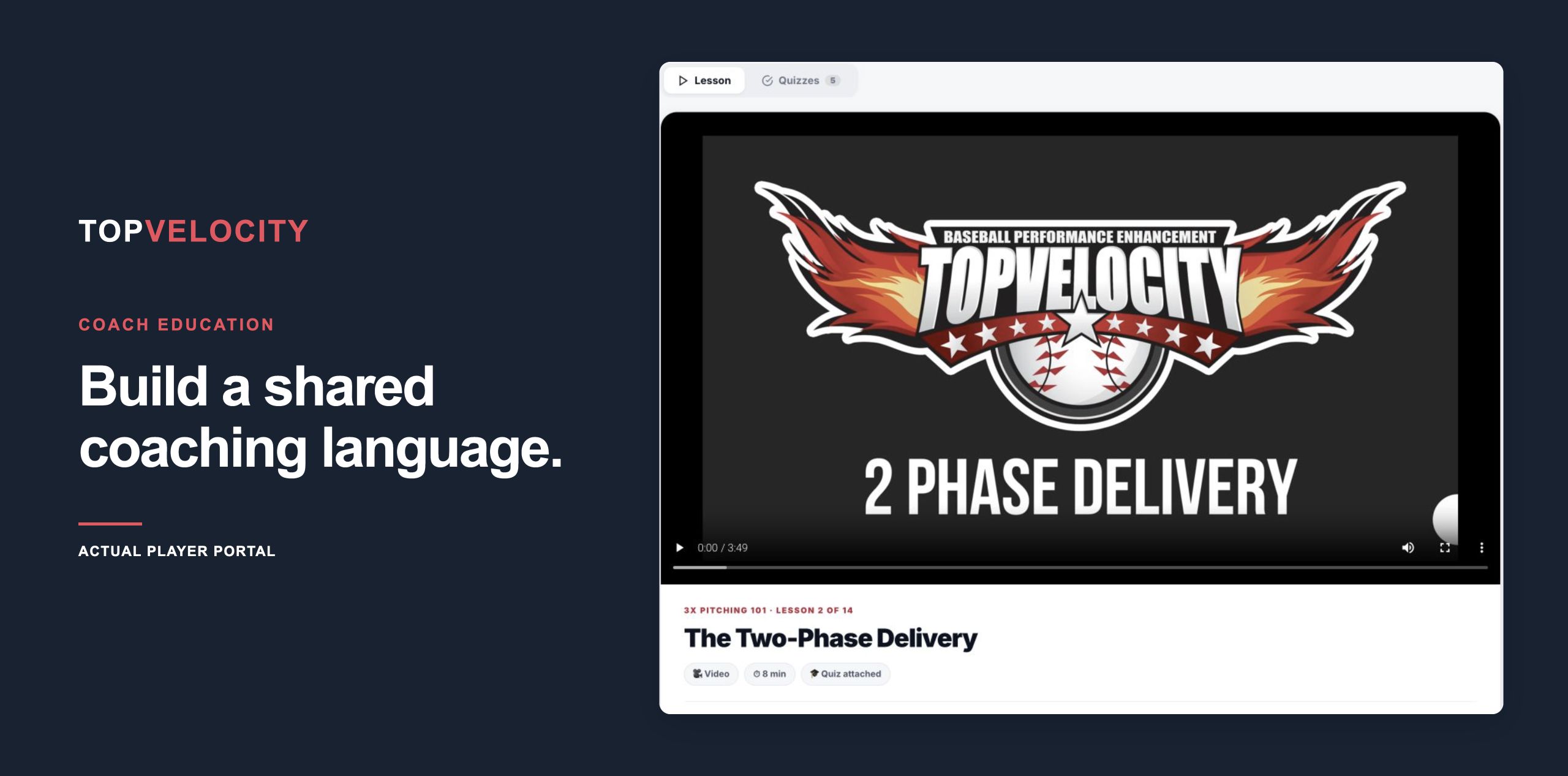 The Two-Phase Delivery video lesson from 3X Pitching 101 inside the TopVelocity Player Portal.